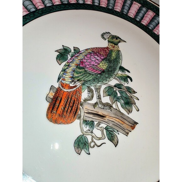 Lot Of 2 Oriental Accent Bird Plates Peacock Decorative Vintage 10.25 Inches - Picture 10 of 15
